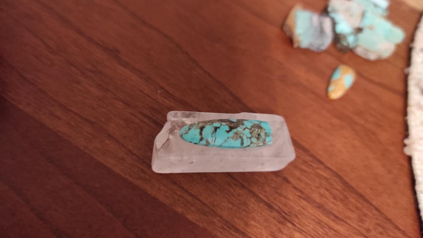 Wire wrapped Rose Quartz with Turquoise Pendant